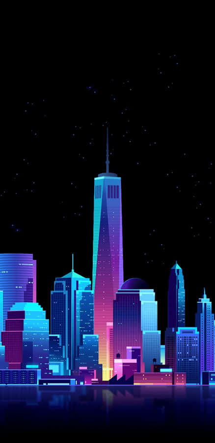 Wallpaper Skyline di Città Cyberpunk