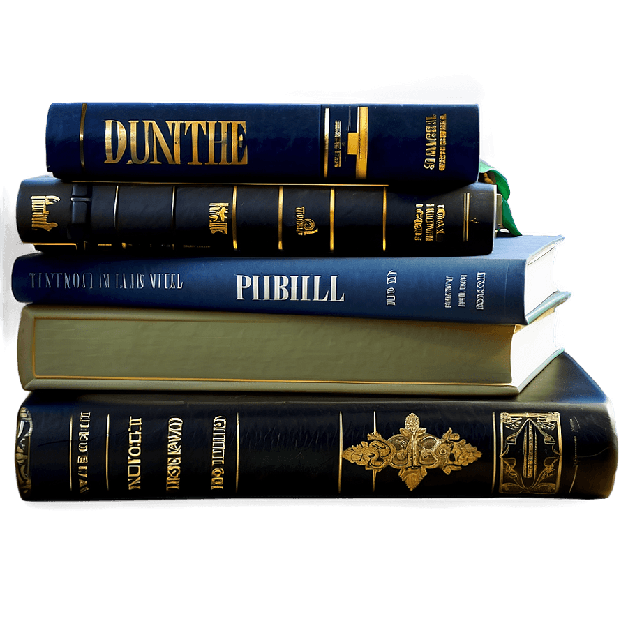 Black and White Book Stack PNG ukj93