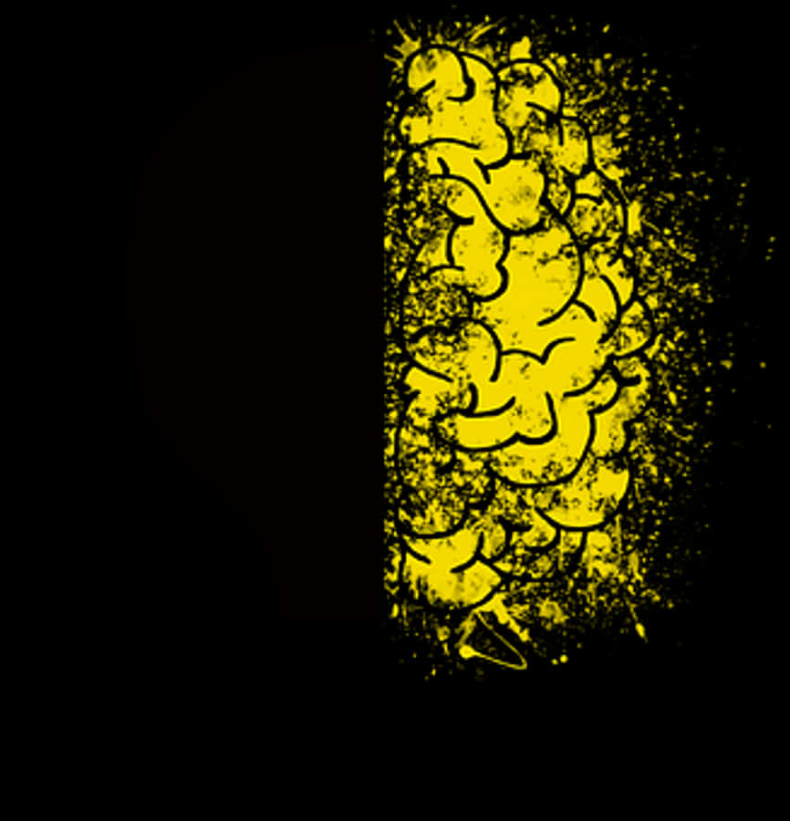 Neon Yellow Brain Silhouette