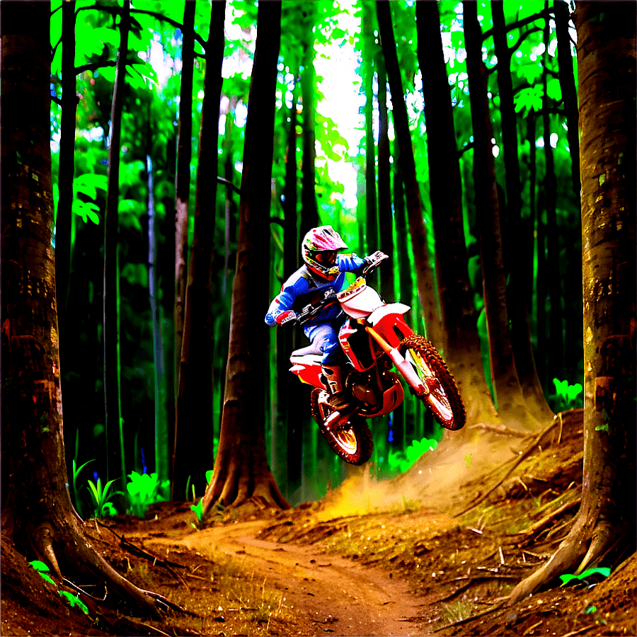 Dirt Bike in Forest PNG nax