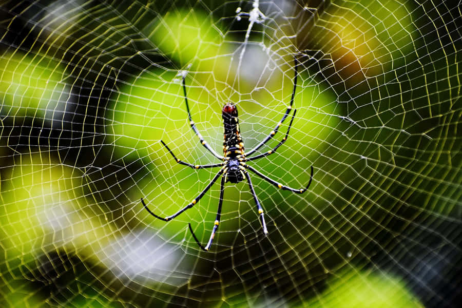 Aranha Orb Dourada na Teia