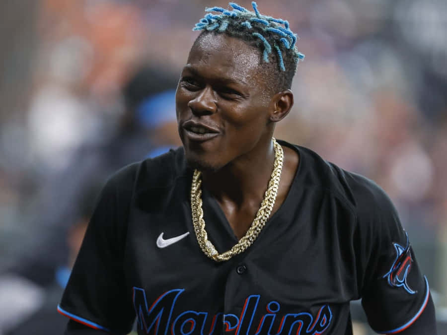 Jazz Chisholm Jr Giocatore dei Marlins che Sorride