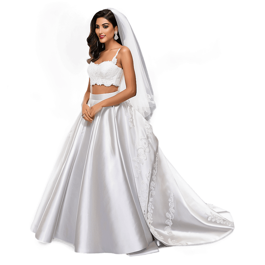 Crop Top Wedding Dress PNG 35