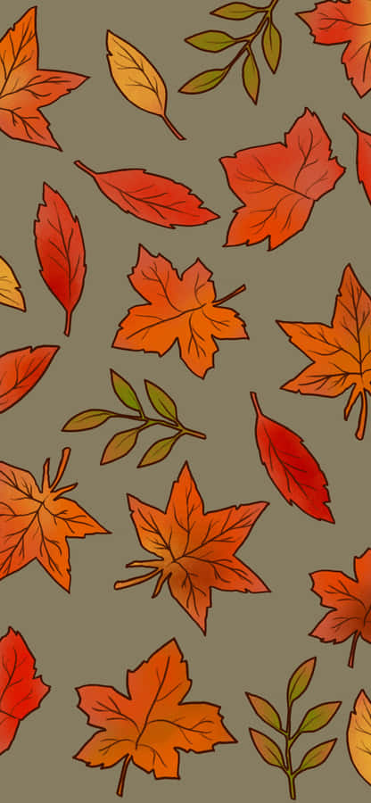 Iphone Fall Aesthetic Red Falling Leaves Drawing