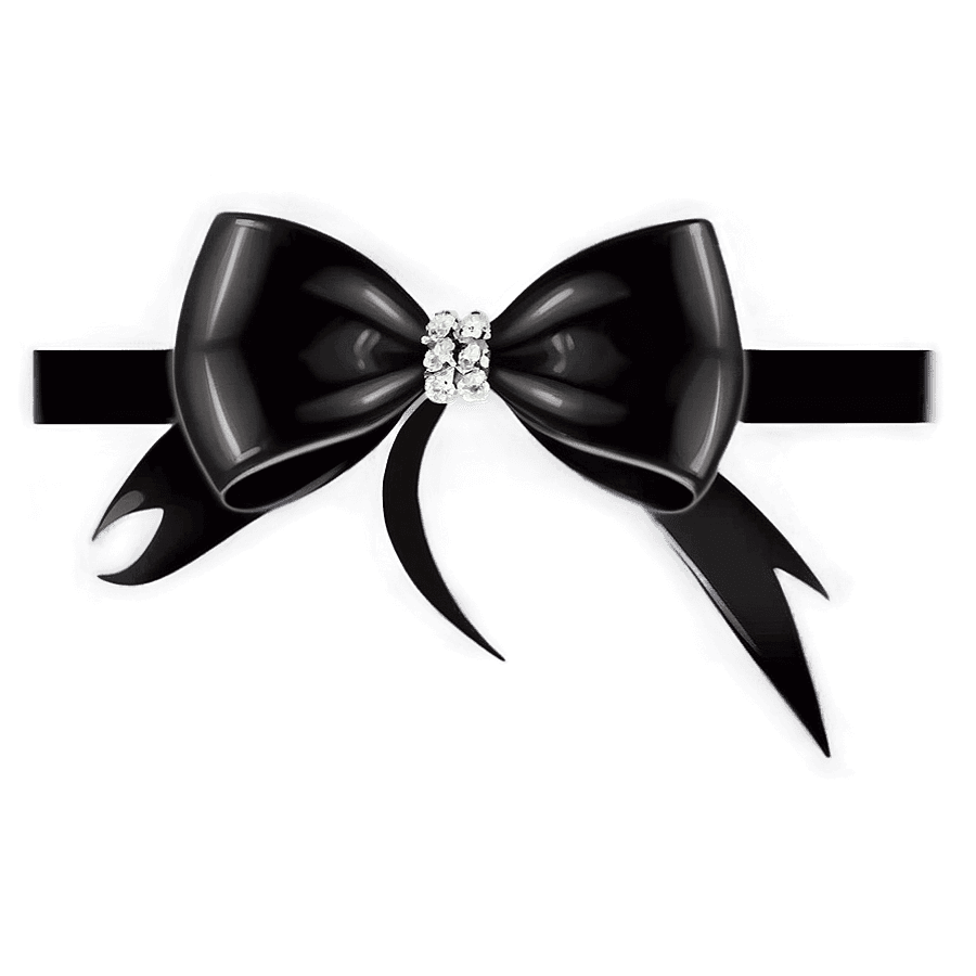 Black Bow with Diamonds PNG fvm
