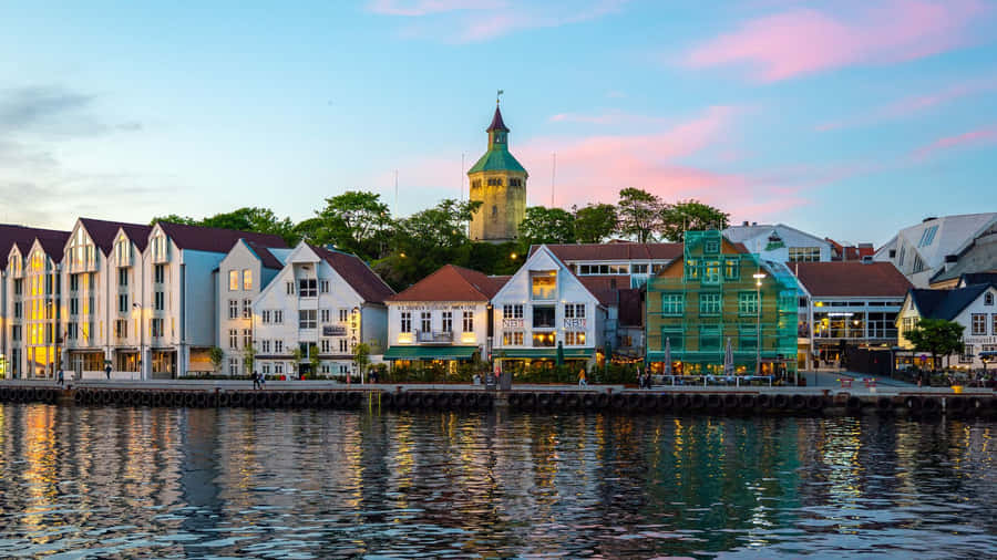 Scenografia Dusk del Lungomare di Stavanger