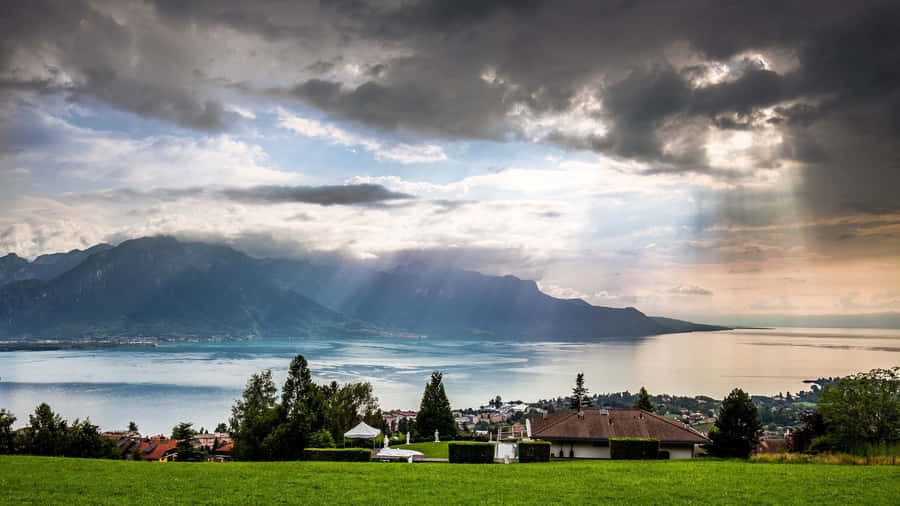 Malersicher Blick auf Montreux, Schweiz