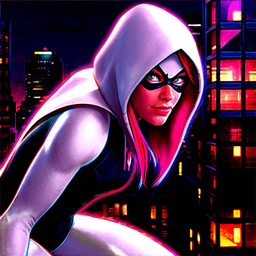 Spider Gwen City Rooftop PNG 33