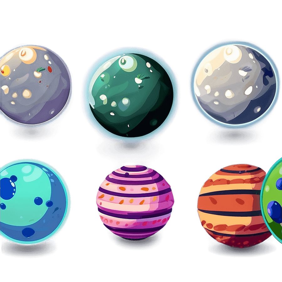 Cartoon Planet with Moons PNG   drk55