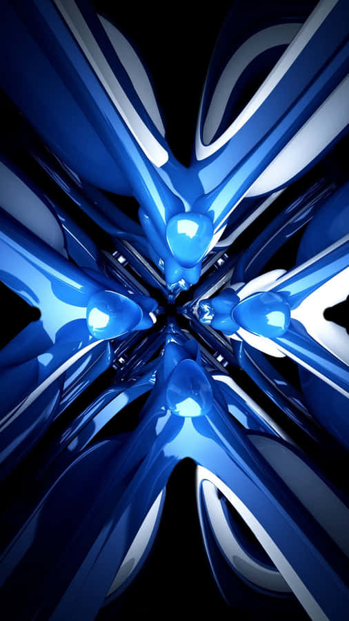 Arte Abstrata Azul Simétrica 3D