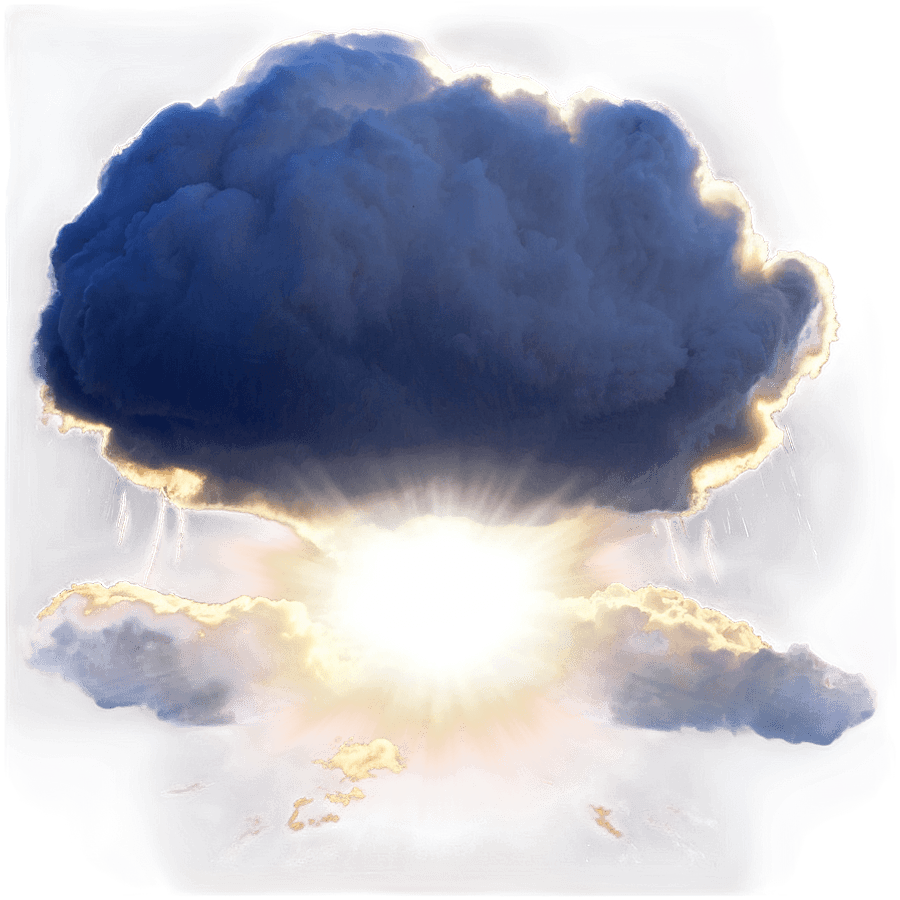 Storm Cloud with Sun Rays PNG qke