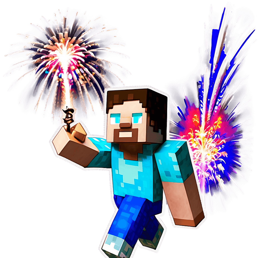 Minecraft Steve with Firework PNG 40