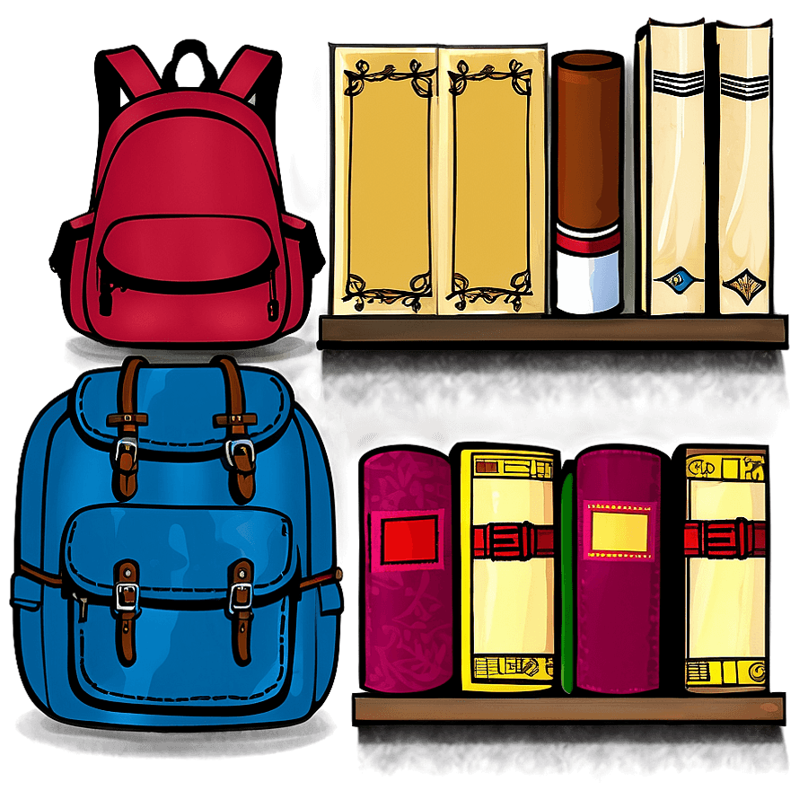 Backpack and Books Clipart PNG 99