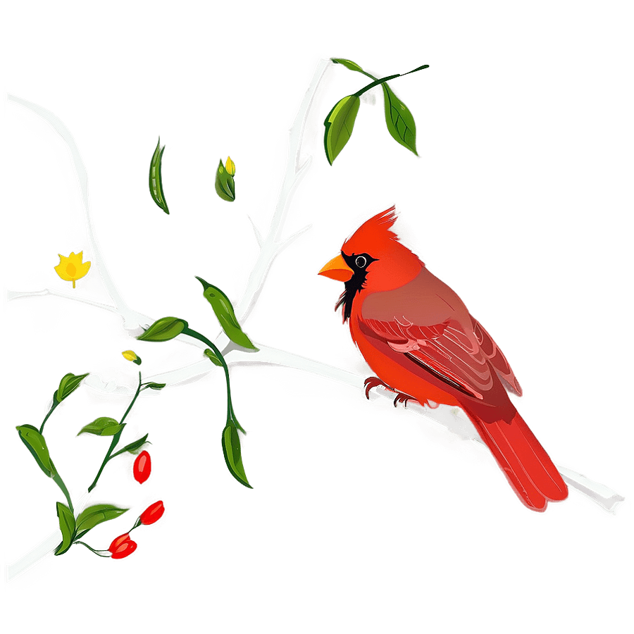 Red Cardinal in Spring PNG sqp