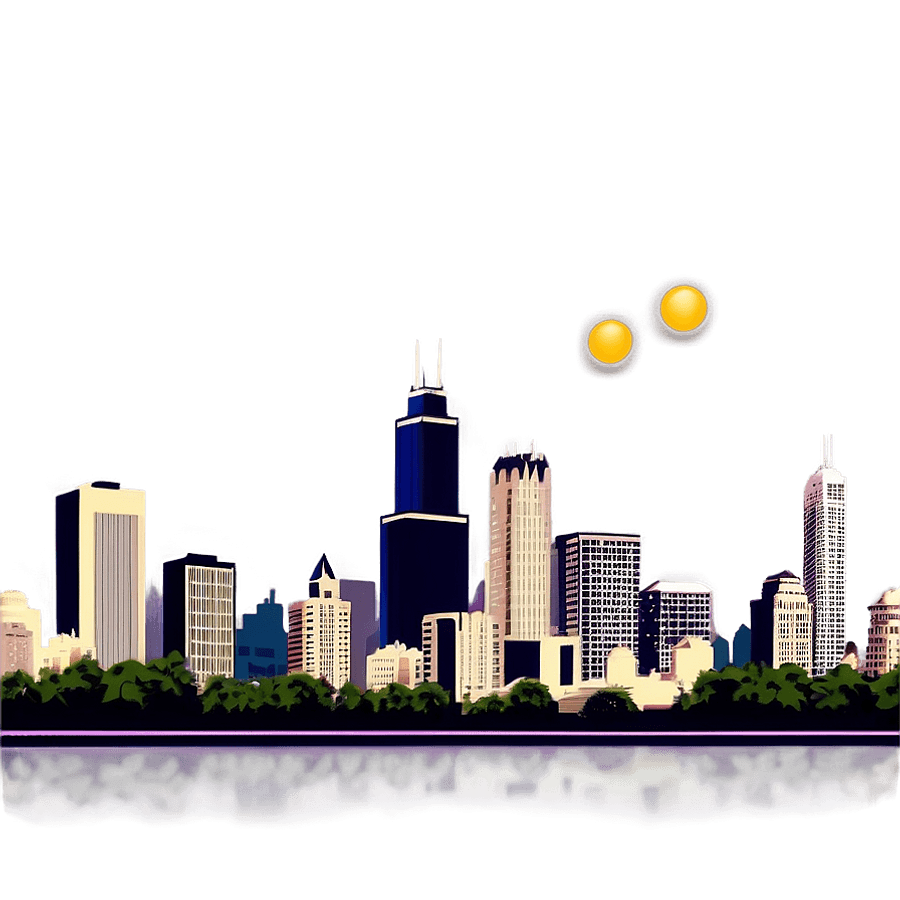 Chicago Skyline in Summer PNG 91