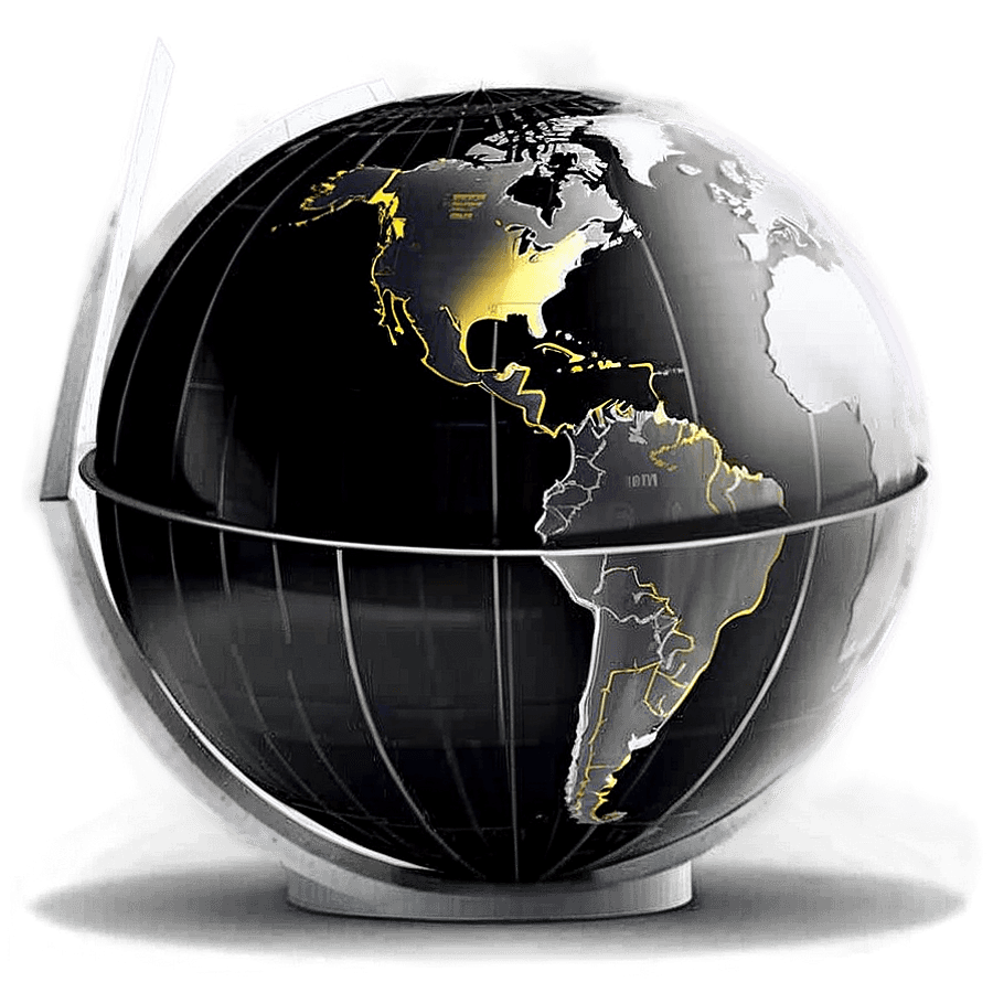 Black and White Globe for Travel PNG ohp91