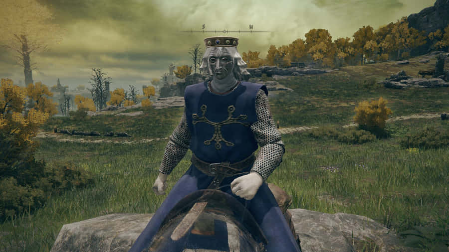 Estátua de Rei Medieval em Paisagem