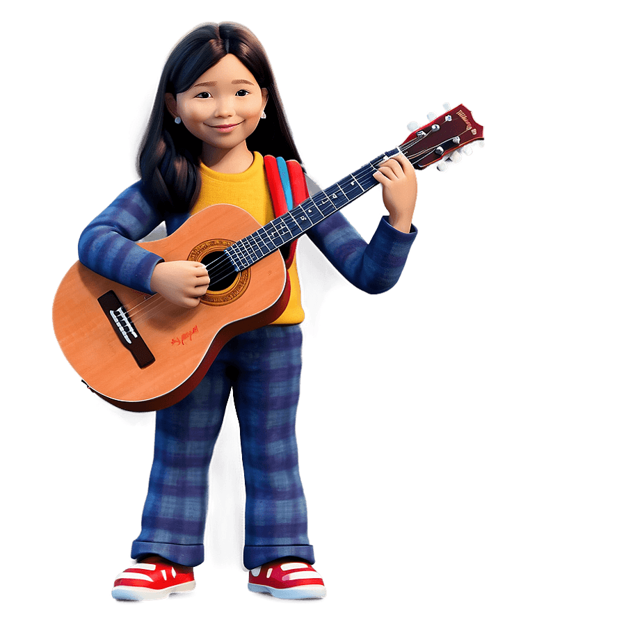 Cartoon Girl With Guitar PNG 76
