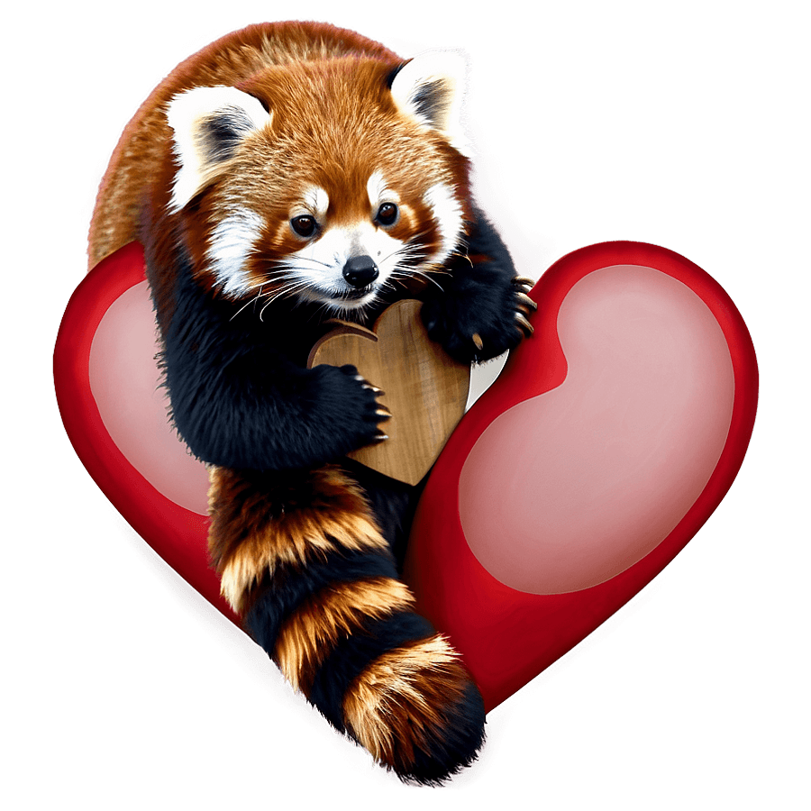 Red Panda with Heart PNG yey