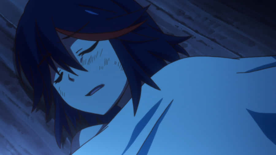 "KillLa Kill Sleeping Ryuko Matoi Picture" translates to "Bild på sovande Ryuko Matoi från Kill La Kill" in Swedish, referring to a picture of the character Ryuko Matoi from the anime series Kill La Kill sleeping, to be used as a computer or mobile wallpaper.