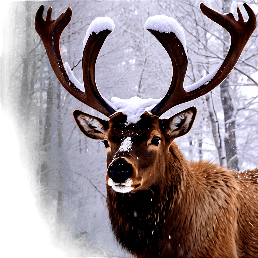 Caribou Standing in Snowstorm PNG 61