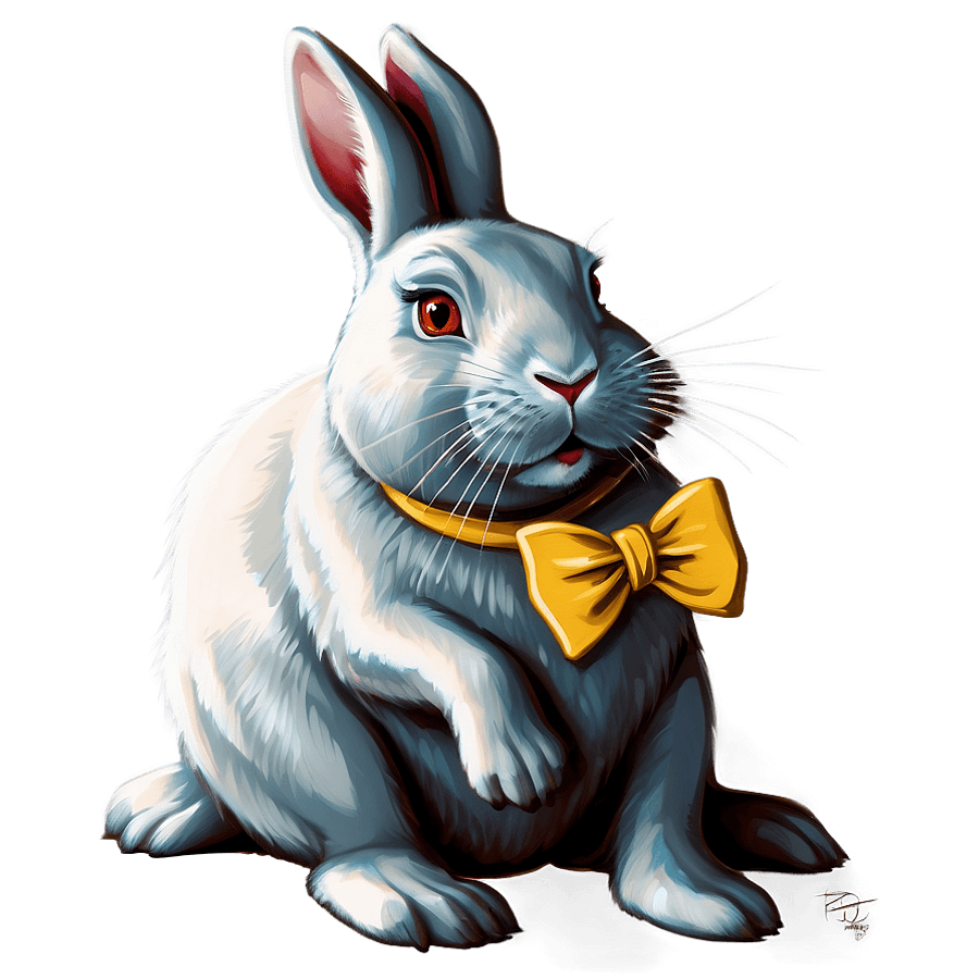 White Rabbit with Bow Tie PNG 24