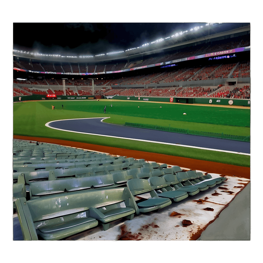 Rain Delay Baseball Stadium Scene PNG mad