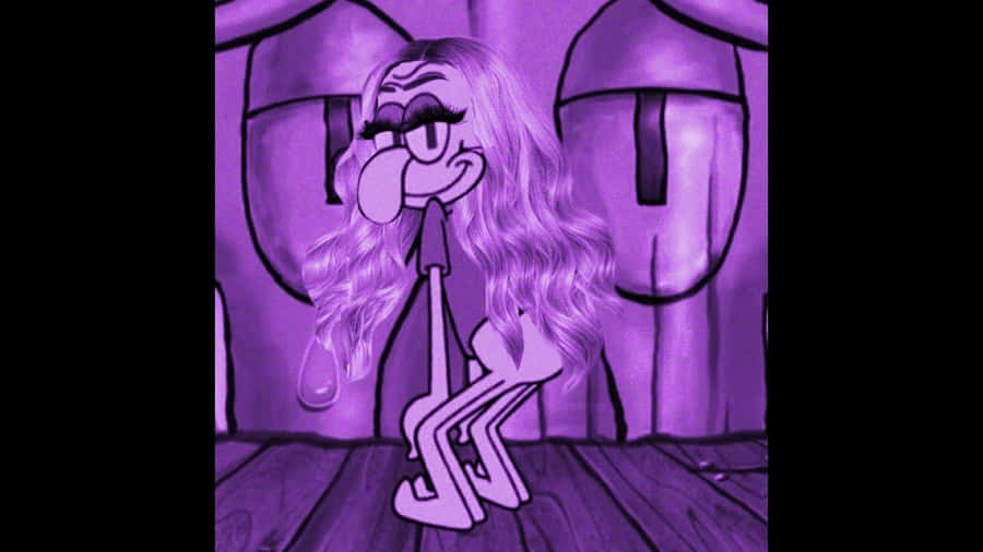 Meme di Squidward Baddie con Tinta Viola