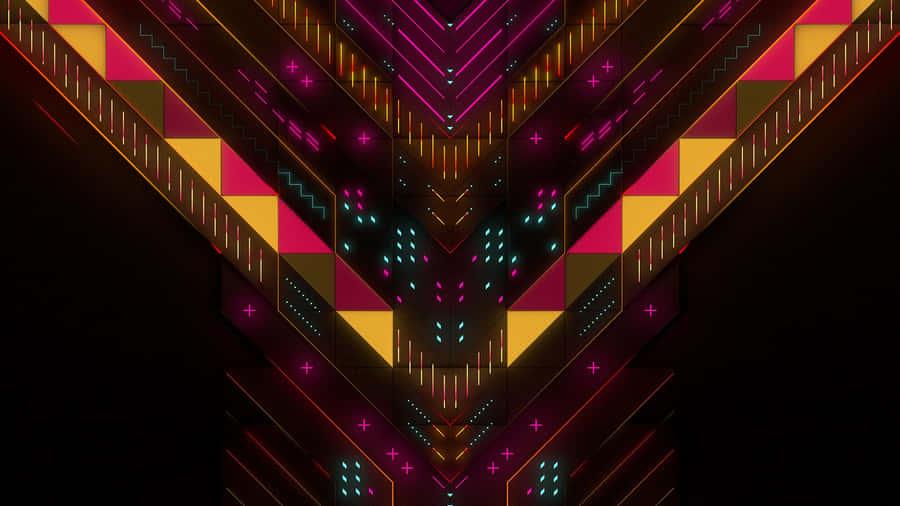 Simetria de Triângulo Neon Abstrato