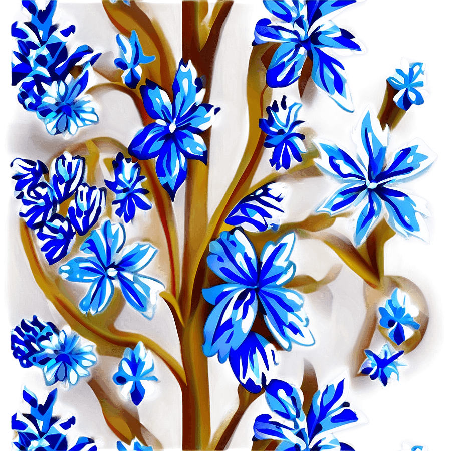 Azure Floral Pattern PNG nlq