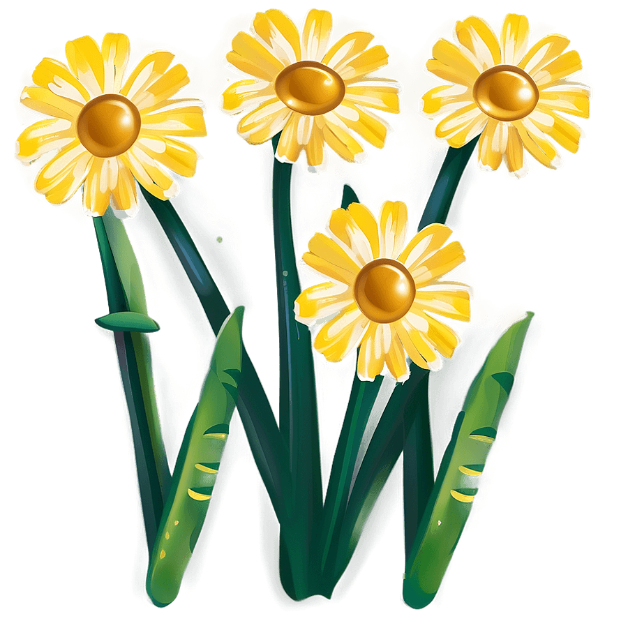 Yellow Daisy Shaded Illustration PNG 06292024