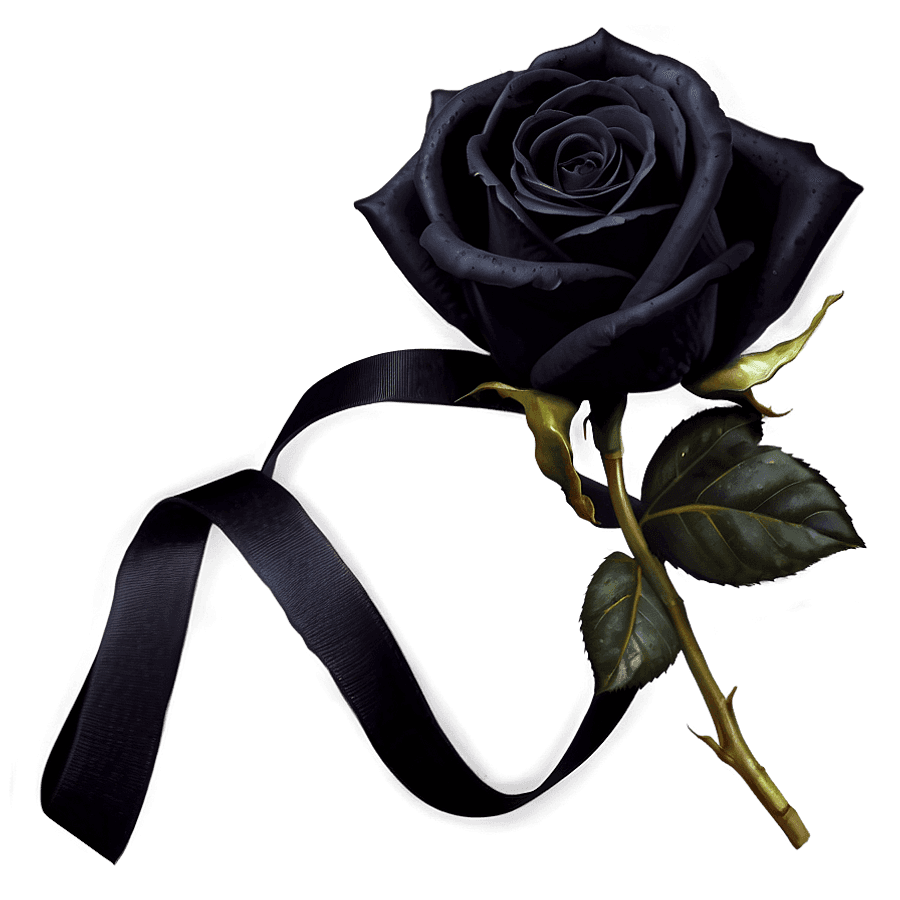 Black Rose with Ribbon PNG ffb