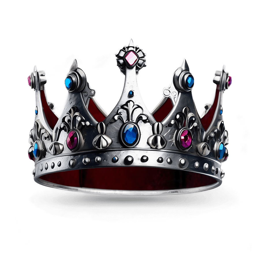 Medieval Silver Crown PNG 05262024