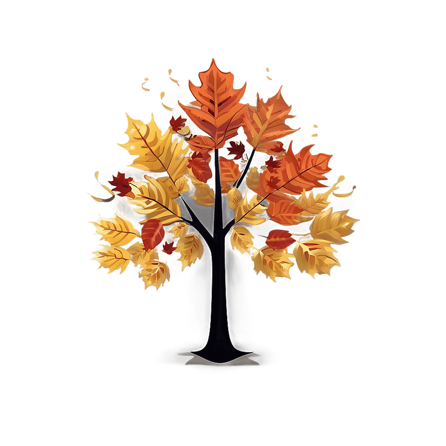 Fall Trees with Falling Leaves PNG 21