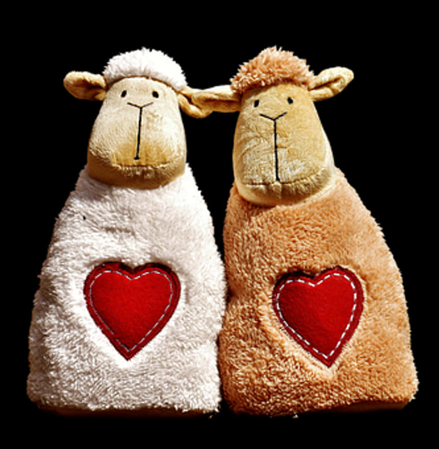 Plush Sheep With Hearts Toy Figurines