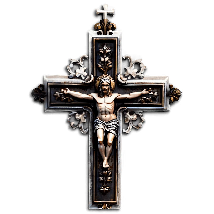 Ornate Christian Cross PNG 89
