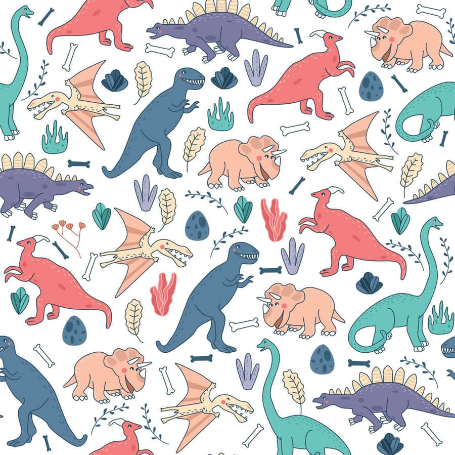 Einriesiges grünes und rosa Dinosaurier, der auf einem felsigen Gelände steht.