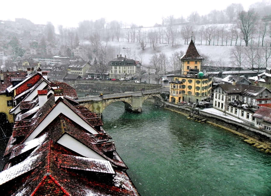 Vista de Inverno de Bern em Dia Neve