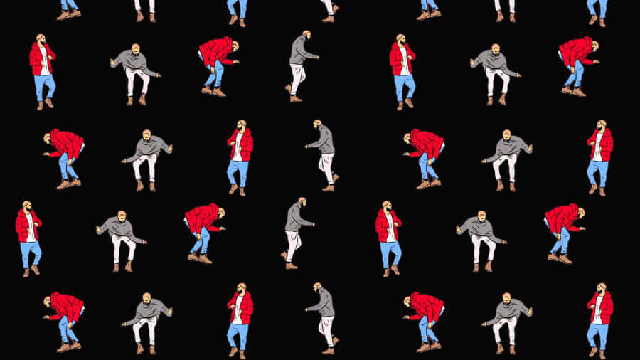 Etmønster af mennesker, der danser på en sort baggrund.