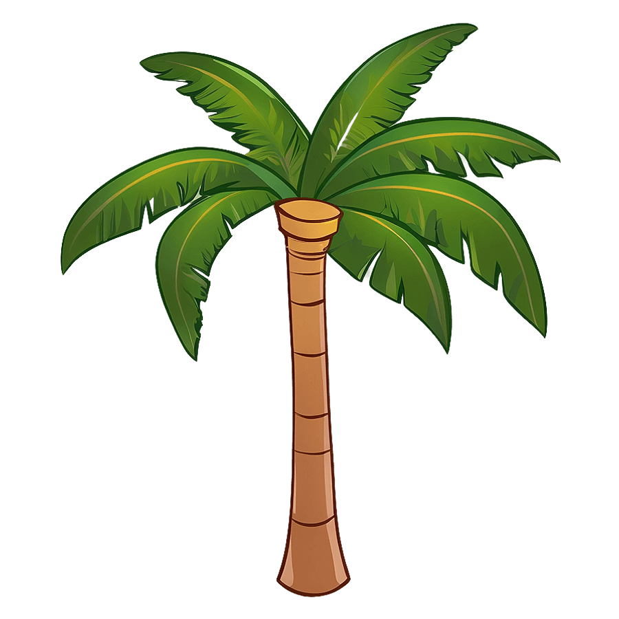 Cartoon Palm Tree with Clouds PNG lid78