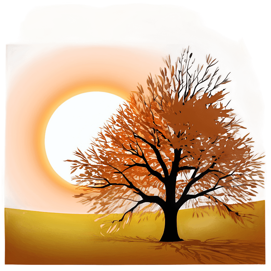 Fall Trees Silhouette Sunset PNG 43