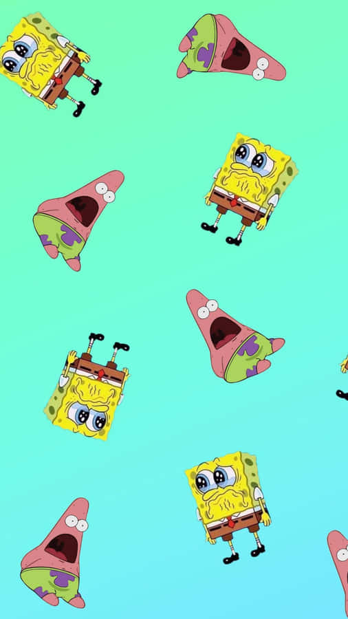 ÄsthetischerSpongebob, der auf eine wunderschöne Meeresansicht schaut.