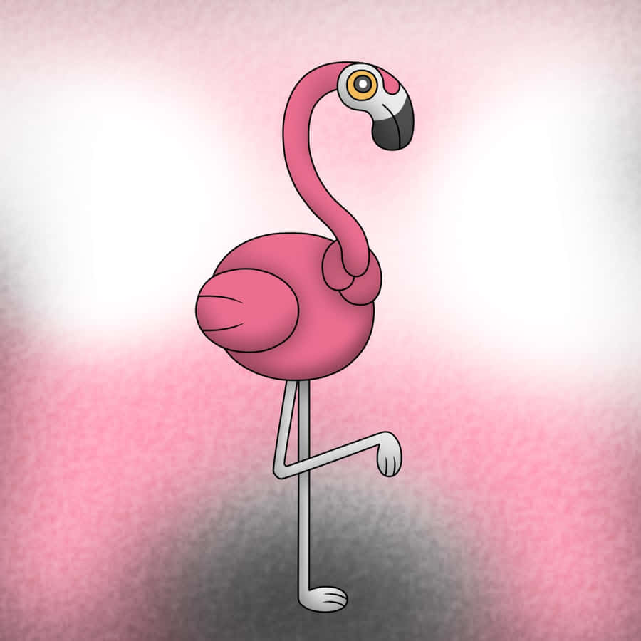 Cartoon-Flamingo steht auf einem Bein