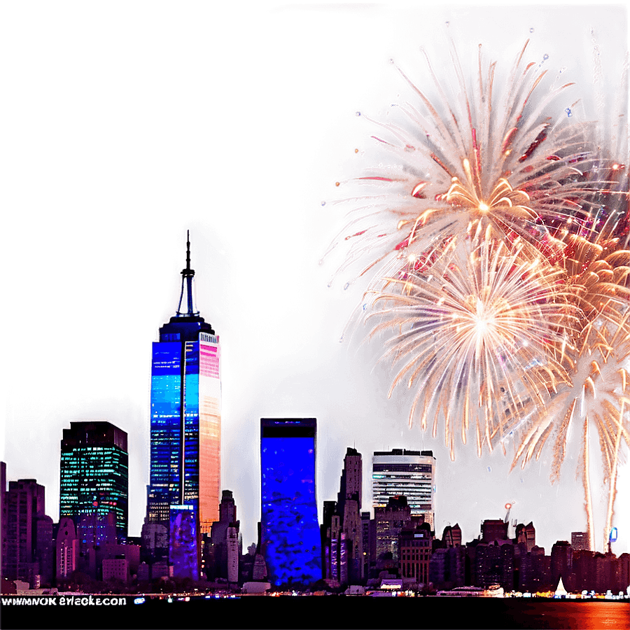 New York Skyline with Fireworks PNG qnx