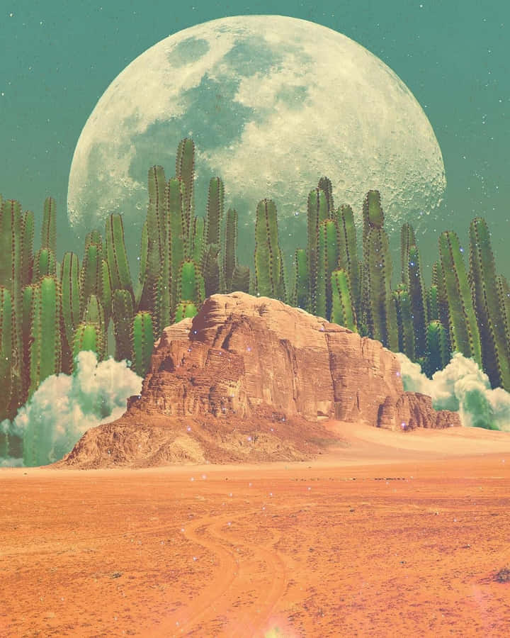 Surrealer Wüsten-Mondaufgang