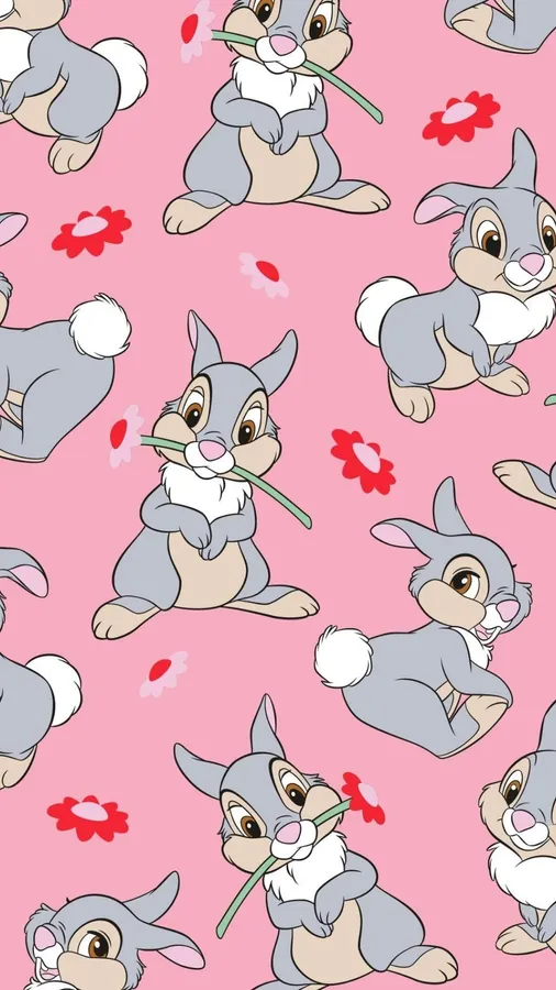 Thumper And Flowers Pattern wallpaper