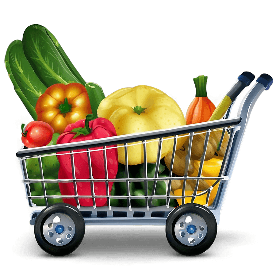 Grocery Cart with Produce PNG ffh66