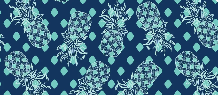 Preppy Blue Pineapple Pattern