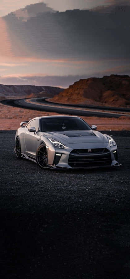 Grå Nissan R35 Gtr Portræt Billede Tapet