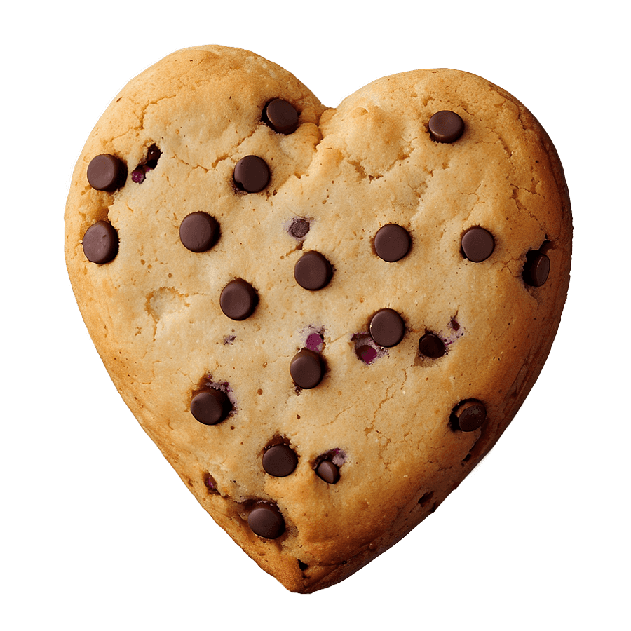 Heart-Shaped Chocolate Chip Cookie PNG 76